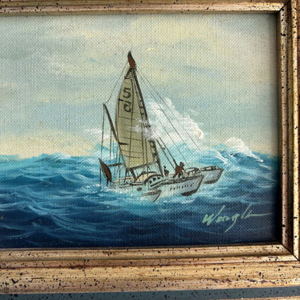 Detailed Seascape Oil Painting "Sailing Boat" Original Small Art Holland Art Shop