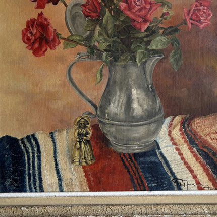 Handcrafted Floral Still Life Oil Painting "Rose Bouquet" Rustic Art Holland Art Shop