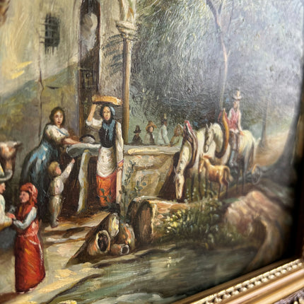Vintage Figurative Oil Painting "Mounted Painting" Authentic Small Artwork Holland Art Shop