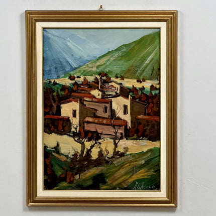 Original Landscape Oil Painting "Hill Village" Timeless Large Art Holland Art Shop