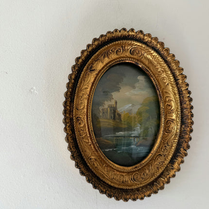 Traditional Still Life Oil Painting "Ruined Castle" Handcrafted Small Art Holland Art Shop