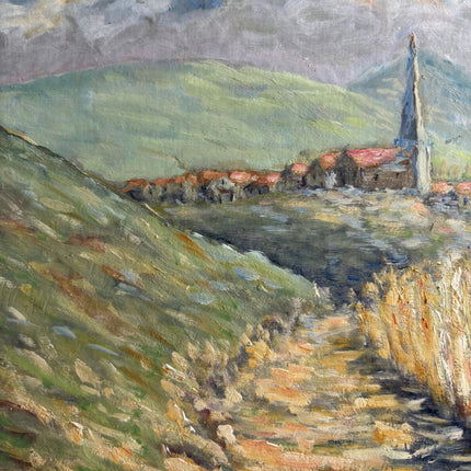 Authentic Landscape Oil Painting "Village Church" Expressive Small Artwork Holland Art Shop