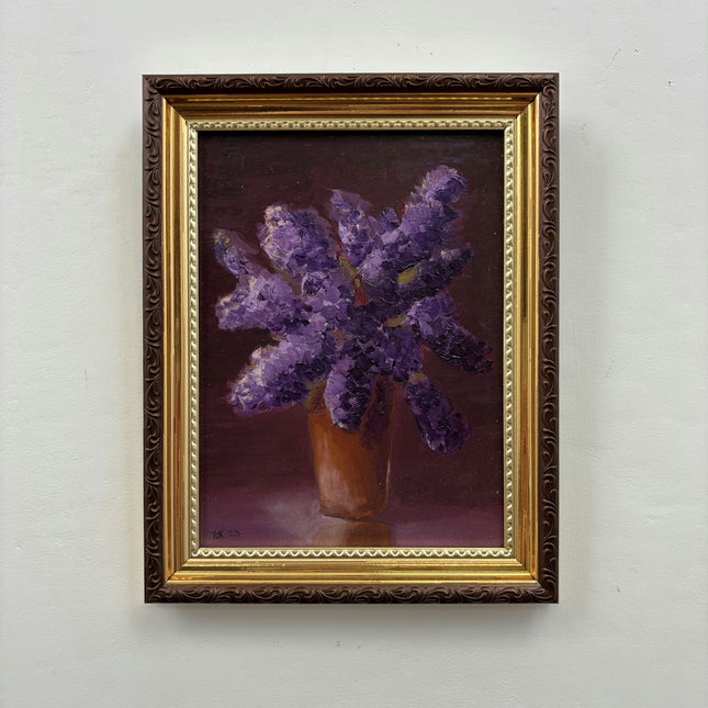 Original Floral Still Life Oil Painting "Purple Bouquet" Detailed Small Artwork Holland Art Shop