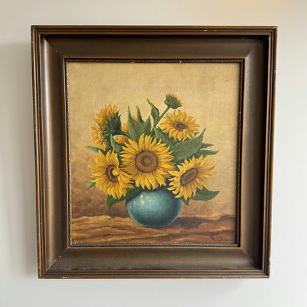 Original Floral Still Life Oil Painting "Sunflower Vase" Classic Artwork Holland Art Shop