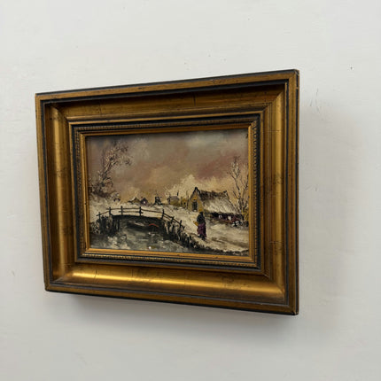 Original Winter Landscape Oil Painting "Framed Painting" Classic Small Art Holland Art Shop
