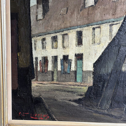 Rustic Cityscape Oil Painting "Row House" Handcrafted Large Artwork Holland Art Shop