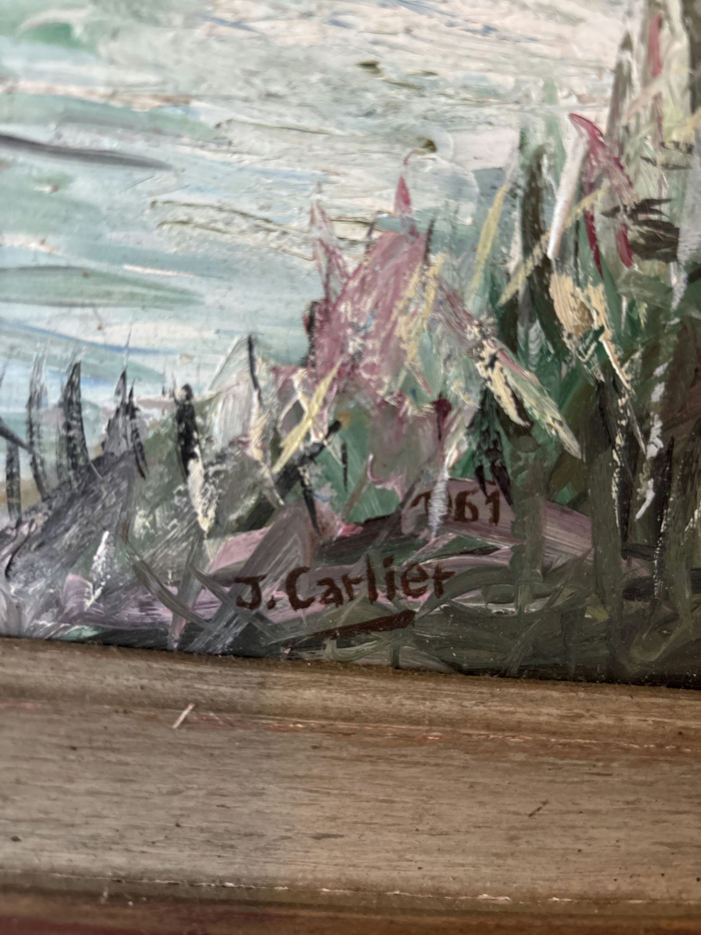 Vintage “Quiet Stream” Original Oil Painting by Carlier Jules Belgian Landscape