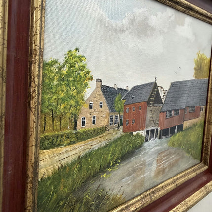 Classic Cityscape Oil Painting "Watermill Building" Traditional Small Artwork Holland Art Shop