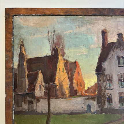 Detailed Cityscape Oil Painting "Row Houses" Refined Art Holland Art Shop