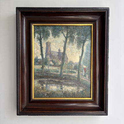 Ferdinand Willaert Rustic Landscape Oil Painting "Country Church" Timeless Art Holland Art Shop
