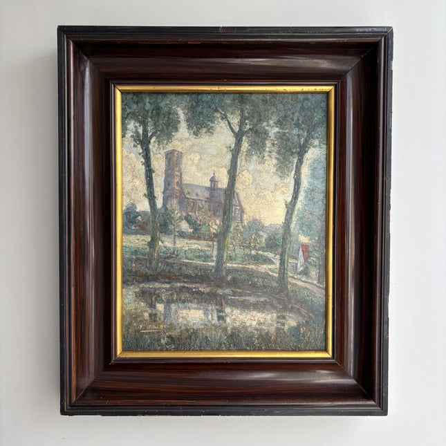 Ferdinand Willaert Rustic Landscape Oil Painting "Country Church" Timeless Art Holland Art Shop