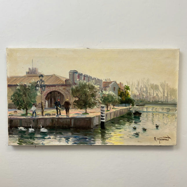 Traditional Cityscape Oil Painting "Two Riders" Elegant Artwork Holland Art Shop
