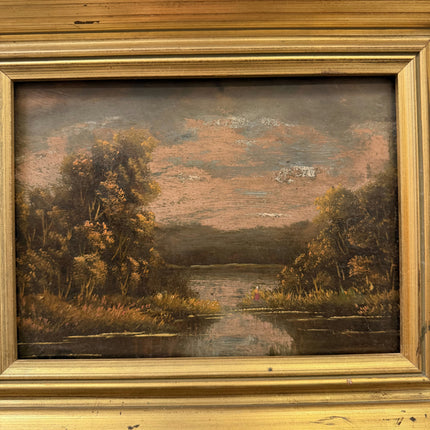 Refined Landscape Oil Painting "Gilded Frame" Handcrafted Small Artwork Holland Art Shop