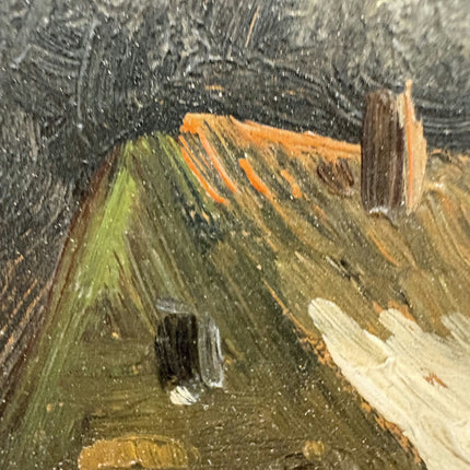 Vintage Winter Landscape Oil Painting "Snowy Village" Handcrafted Artwork Holland Art Shop