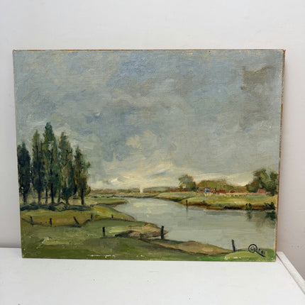 Original Landscape Oil Painting "River Bend" Handcrafted Art Holland Art Shop