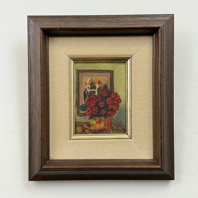 Detailed Floral Still Life Oil Painting "Red Roses" Original Small Art Holland Art Shop