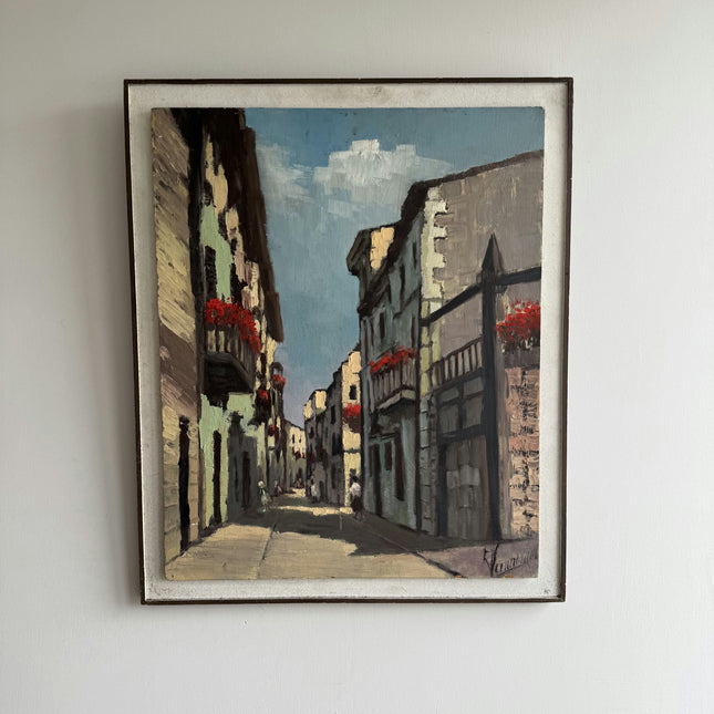 Rustic Cityscape Oil Painting "Narrow Street" Refined Artwork Holland Art Shop