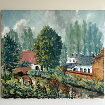 Vintage Landscape Oil Painting "Green Trees" Handcrafted Art Holland Art Shop