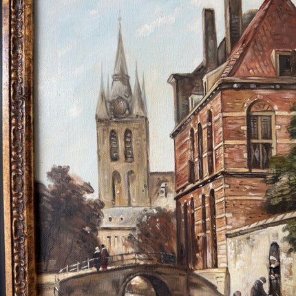 Intriguing Oil Painting Cityscape "Canal Bridge" The Hague (Netherlands) Artwork Holland Art Shop