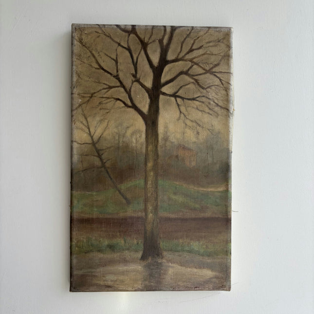 Rustic Landscape Oil Painting "Bare Tree" Authentic Small Art Holland Art Shop