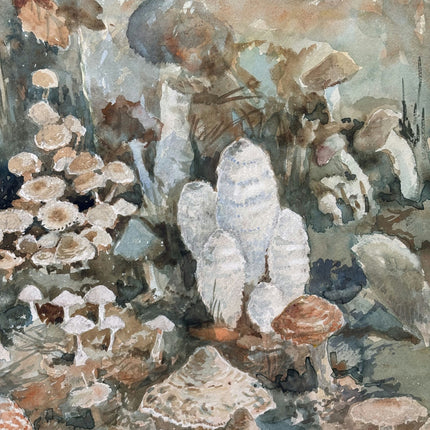 Traditional Landscape Oil Painting "Clustered Mushrooms" Handcrafted Art Holland Art Shop