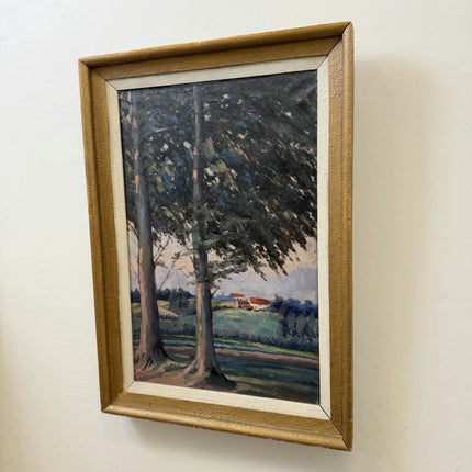 Traditional Landscape Oil Painting "Twin Trees" Detailed Artwork Holland Art Shop