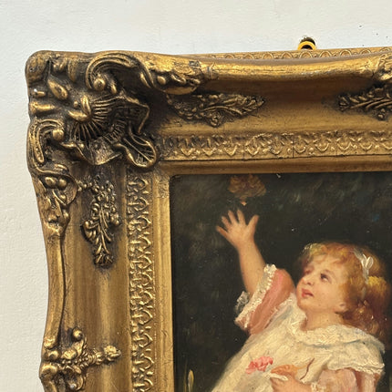 Antique Portrait Oil Painting "Gilded Frame" Original Small Art Holland Art Shop