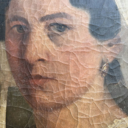 19th Century Antique Portrait Oil Painting "Womans Head" Artwork Holland Art Shop