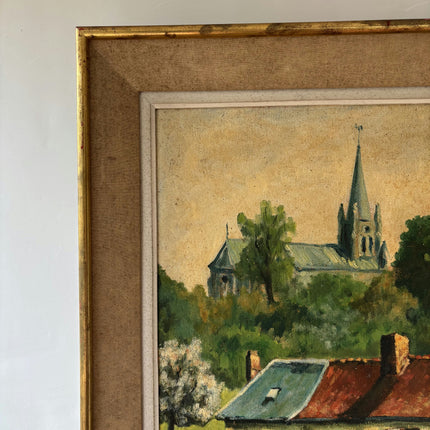 Rustic Landscape Oil Painting "Red Roof House" Refined Art Holland Art Shop