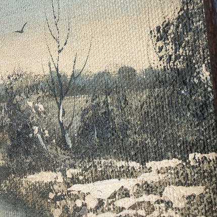 Vintage Oil Painting Winter Landscape "Snowy Cottage" Wonderful Small Artwork Holland Art Shop
