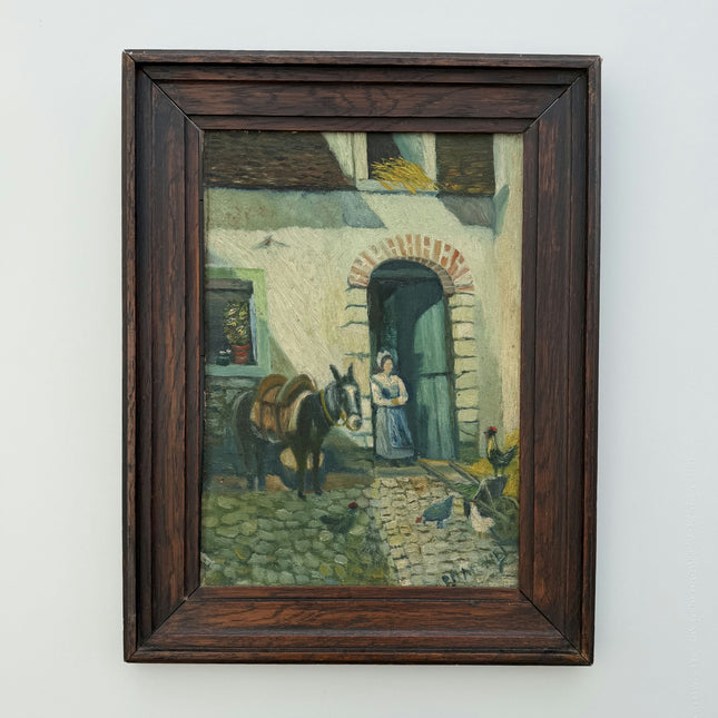 Handcrafted Farm Oil Painting "Market Donkey" Vintage Art Holland Art Shop