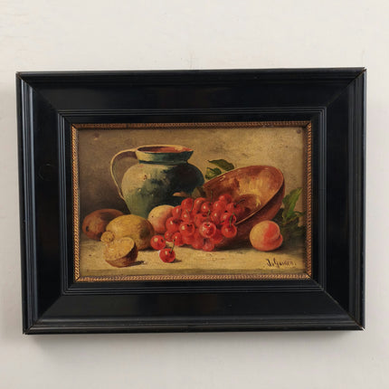 Handcrafted Still Life Oil Painting "Cherry Bunch" Timeless Small Art Holland Art Shop
