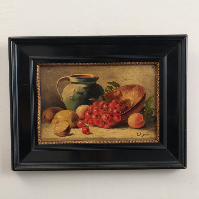 Handcrafted Still Life Oil Painting "Cherry Bunch" Timeless Small Art Holland Art Shop