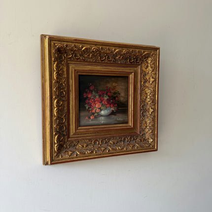 Detailed Floral Still Life Oil Painting "Flower Bowl" Handcrafted Small Art Holland Art Shop