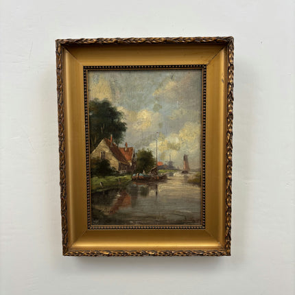 Handcrafted Landscape Oil Painting "Thatched Cottage" Elegant Small Artwork Holland Art Shop