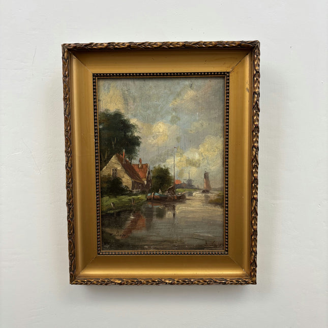 Handcrafted Landscape Oil Painting "Thatched Cottage" Elegant Small Artwork Holland Art Shop