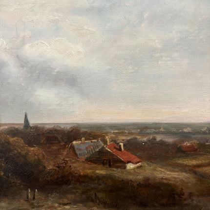 19th Century Antique Landscape Oil Painting "Gilded Frame" Small Artwork Holland Art Shop