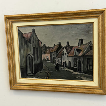 Expressive Cityscape Oil Painting "Row Houses" Original Art Holland Art Shop