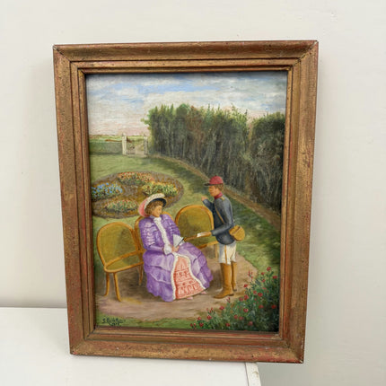 Rustic Portrait Oil Painting "Seated Woman" Vintage Small Artwork Holland Art Shop