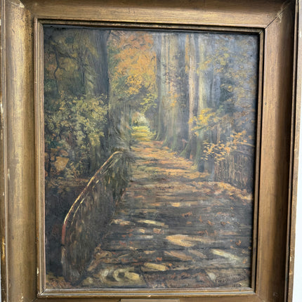 Expressive Landscape Oil Painting "Wooden Bridge" Rustic Artwork Holland Art Shop