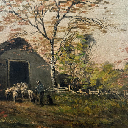 Vintage Landscape Oil Painting "Thatched Cottage" Traditional Art Holland Art Shop