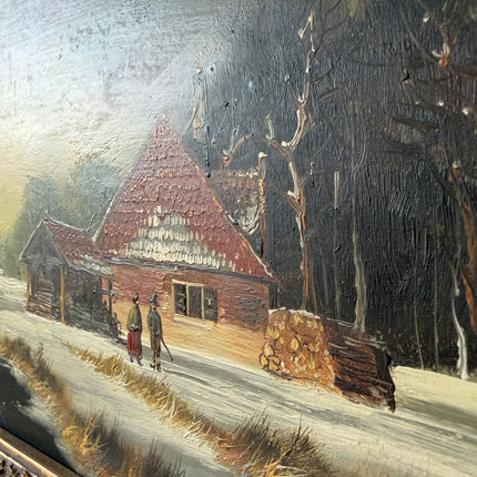 Intriguing Oil Painting Winter Landscape "Winter Stroll" Small Artwork Holland Art Shop