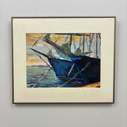 Classic Harbor Scene Oil Painting "Sailboat Bow" Traditional Artwork Holland Art Shop