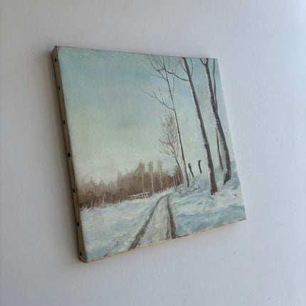 Refined Winter Landscape Oil Painting "Snowy Path" Traditional Small Art Holland Art Shop