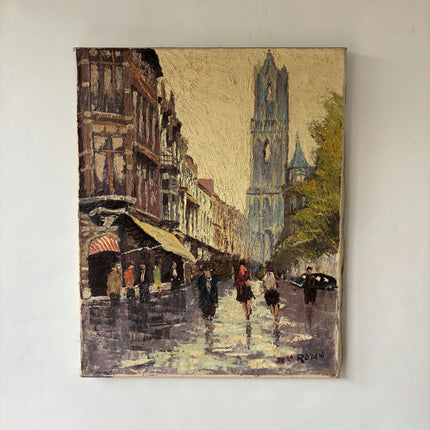 Elegant Still Life Oil Painting "City Street" Refined Art Holland Art Shop