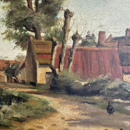 Detailed Farm Oil Painting "Village Roofs" Timeless Large Art Holland Art Shop
