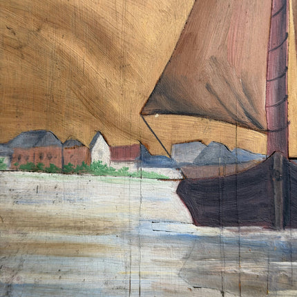 Detailed Harbor Scene Oil Painting "Sailing Ship" Expressive Small Art Holland Art Shop