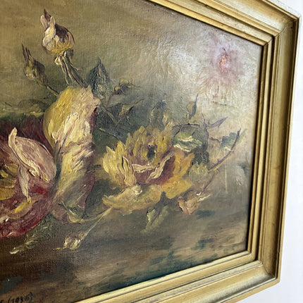 1936 Floral Still Life Oil Painting "Yellow Roses" Art Holland Art Shop