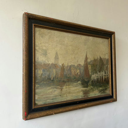 Refined Harbor Scene Oil Painting "Sailing Boat" Traditional Art Holland Art Shop