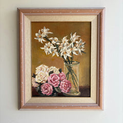 Timeless Floral Still Life Oil Painting "Pink Roses" Traditional Spanish Art Holland Art Shop